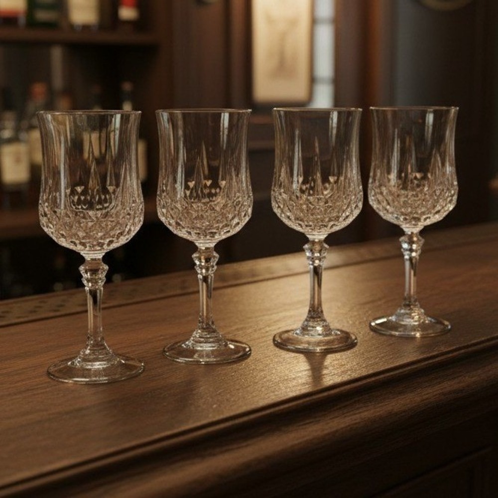 Cristal D'Arques Longchamp Water Goblets, Set of 4, Vintage Wine Glasses